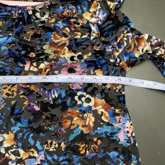 DEX Black/Blue/Orange/Pink Velour Fully Lined Long Sleeve Tunic Size M - Picture 8 of 10